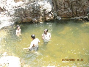 The pool with myself, Arvindh and Siva (L to R)