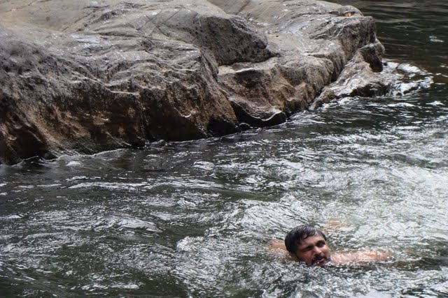 Vipin swimming against the current