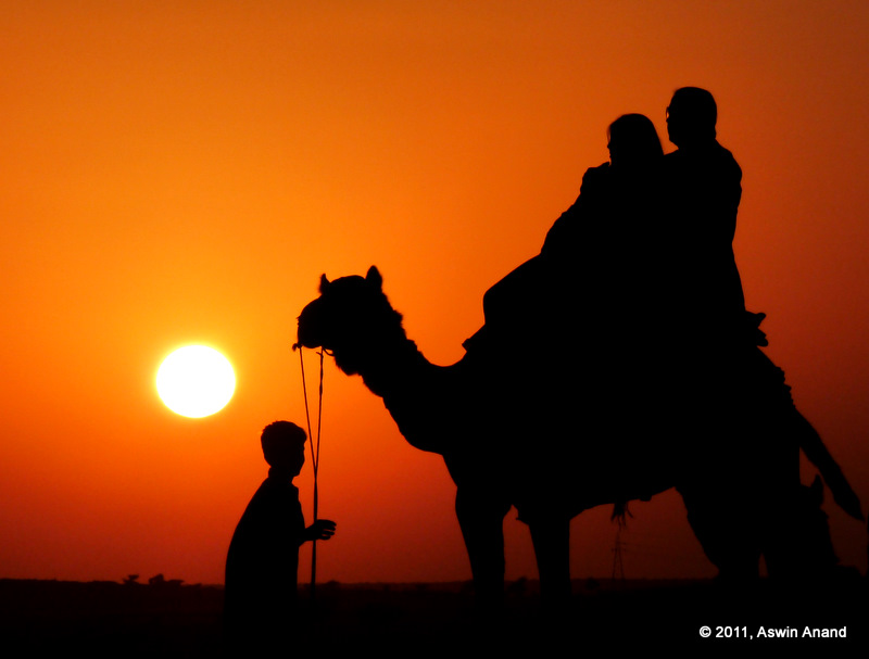 Sunset in sand dunes of Rajasthan