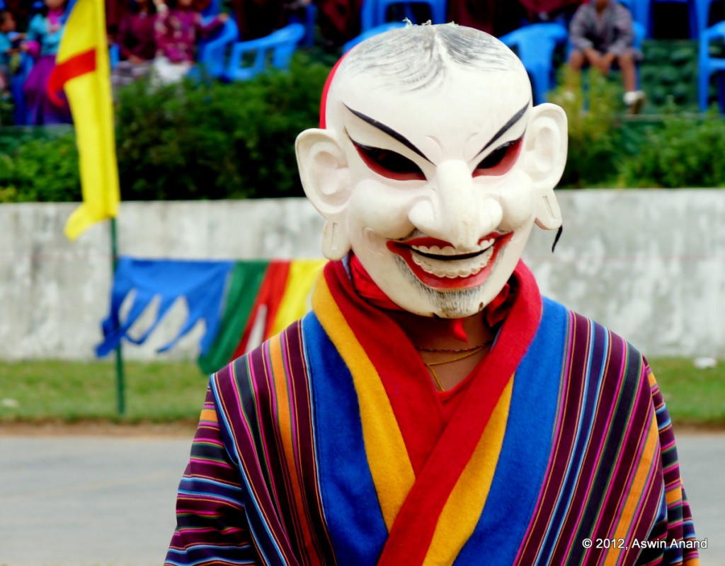 Mask dance performance at Wangdue Tsechu